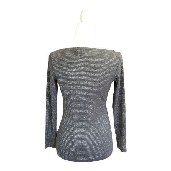 Banana Republic Gray & Silver Scoop Neck Long Sleeve Blouse - Picture 2 of 3